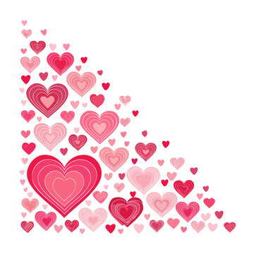 Pink and red hearts corner decoration