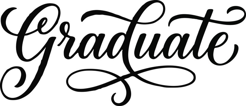 Elegant calligraphy 'graduate' text black silhouette design for celebrations