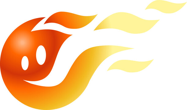 Glossy Orange Flame Comet Ball Logo Icon &mdash; Modern Dynamic Energy Brand Design Illustration on Transparent Background