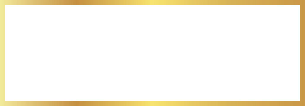 Minimal Luxury Light Gold Rectangular Outline Frame Isolated on Transparent Background