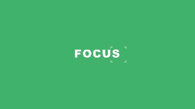 Focus Text Animation with Target Indicator on Green Background