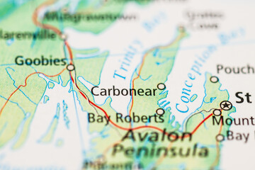Obraz premium Detailed map view of Carbonear Bay Roberts Avalon Peninsula.