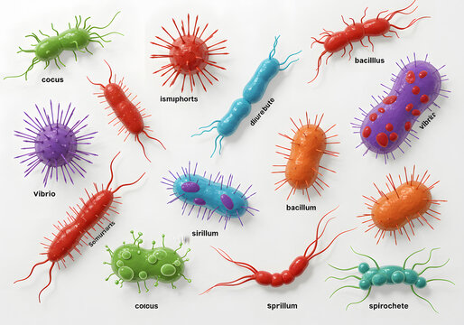 Colorful types of bacteria illustration