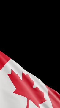 Canadian Flag Waving with Alpha Channel Transparent Background