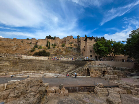 Ancient Roman Theatre and Alcazaba Moorish Fortress in Malaga, Andalusia, Spain
