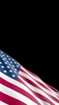 American Flag Waving with Alpha Channel Transparent Background