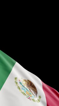 Mexican Flag Waving with Alpha Channel Transparent Background