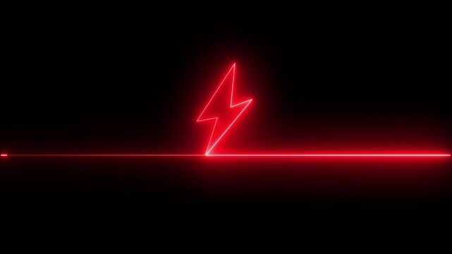 Neon battery charging icon animation. neon battery fast charging. Neon glow icon Animation. Charge flash icon