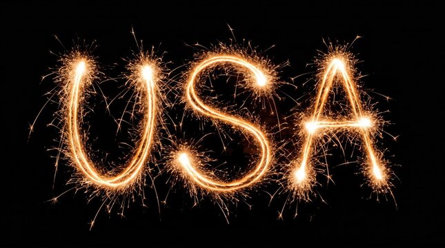 Usa written in sparklers on black background for 4th of july celebration