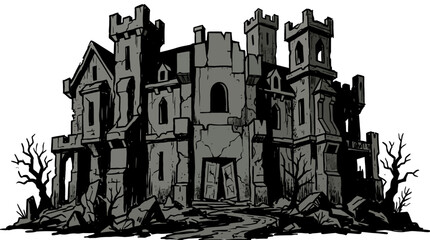 Naklejka premium Old Ruined Castle Building.