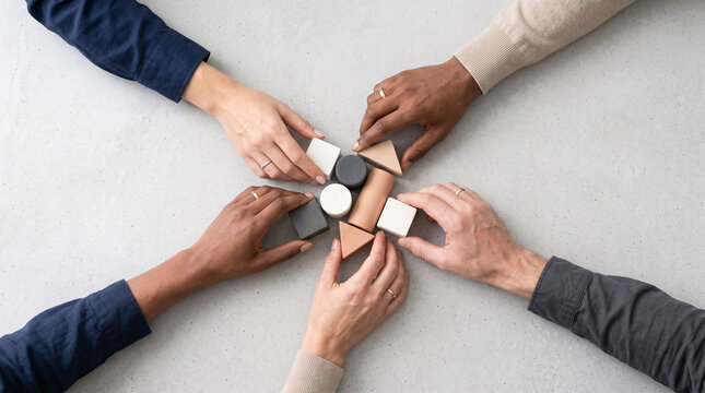 &Eacute;quipe Assemblant Une Structure Collaborative En Bois