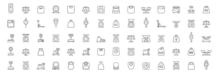 Fototapeta premium set of weighing scale icons line art style vector illustration on transparent background