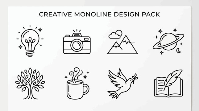 Vector graphics designer creates a colorful monoline illustration working on computer