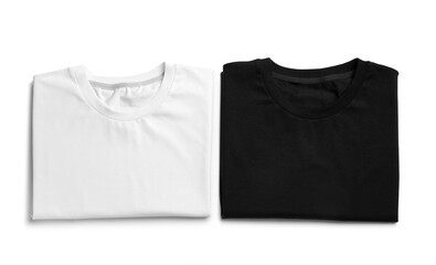 Naklejka premium Folded t-shirts isolated on white, top view
