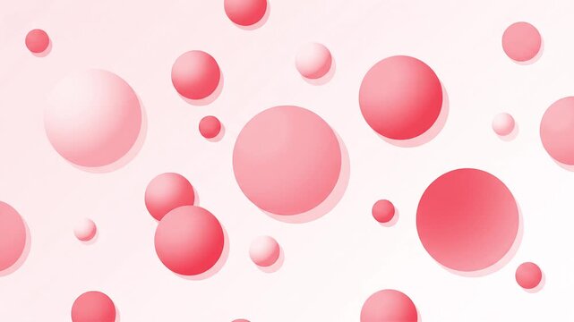 A minimalist aesthetic abstract backdrop featuring soft pastel pink 3D spheres and bubbles changing positions in a playful, jittery stop-motion animation. Perfect for beauty brand advertisements, femi
