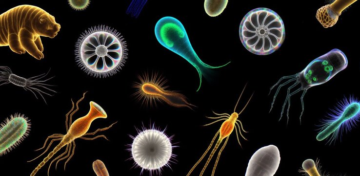 Microscopic Life Forms Under Magnification Microorganisms