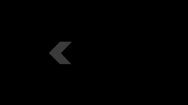 White Chevron Left Arrow Wave Animation Loop on Black Background for Back Button and Previous Step Interface Navigation Concepts.