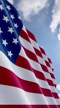 Vertical Seamless Loop of American Flag Waving In The Wind