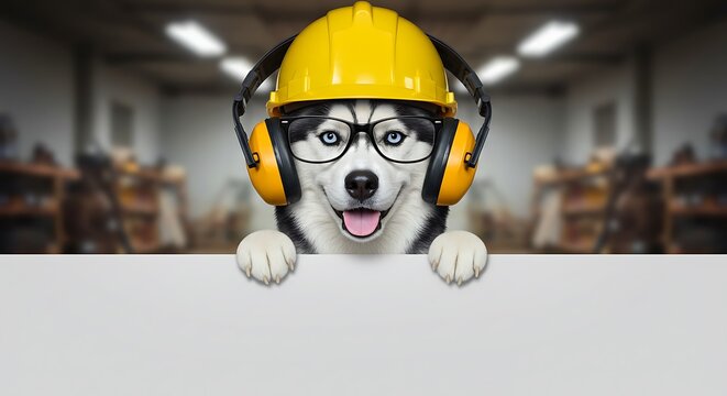Dog construction worker
