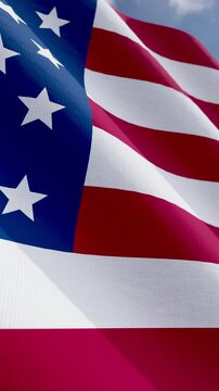 Vertical Seamless Loop of American Flag Waving In The Wind