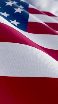 Vertical Seamless Loop of American Flag Waving In The Wind