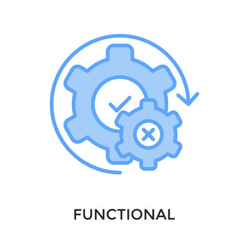 Functional Icon Lineal Blue Style. Vector Illustration For Graphic Design