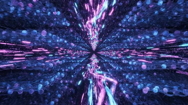 Abstract visualization of high-speed digital data flow within an AI-powered neural network, symbolizing global connectivity, technological innovation, and advanced computing. Perfect for backgrounds.