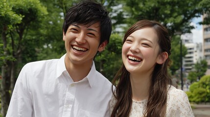 Obraz premium Young Couple Portrait / 若いカップルのポートレート