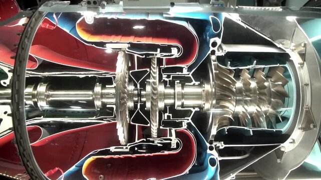 Close-up of the inside of an engine in slow motion.