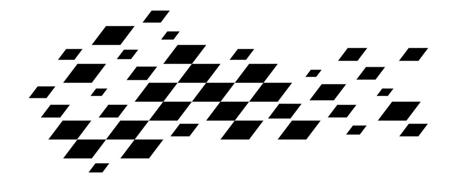 Rectangle frame with checkered print on borders. Rectangular vignette with checkerboard, race flag or chess game pattern isolated on white background.