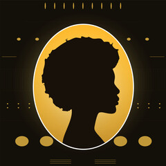 Youth Identity Silhouette Artwork Profile Portrait With Ornamental Heritage Frame Design © Dmytro. H
