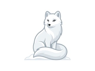 Naklejka premium Pixel art arctic fox sitting in snow illustration for winter nature themed digital design and wildlife gaming element