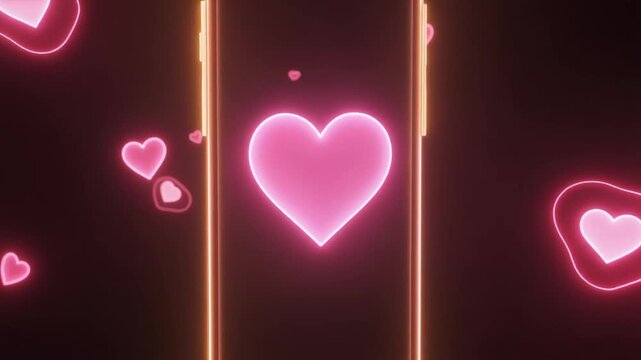 Abstract Cinematic Slow Zoom Toward Translucent Holographic Smartphone Display with Warm Pink UI Background Loop