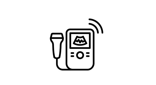 Portable Ultrasound Machine Icon: Medical Device for Diagnosis and Imaging