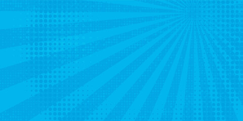 Comic background. Pop art texture. Starburst cartoon style. Anime design with explosion effect for print. Fun dot pattern. Blue backdrop with halftone gradient. eps 10 © Uwit