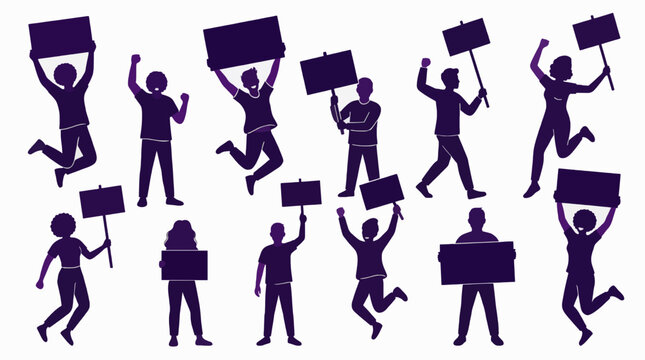 Protest Crowd Silhouette Flat Vector Graphic Resources For Commercial Use