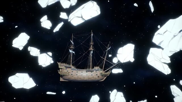 Ship in Icy Sea.