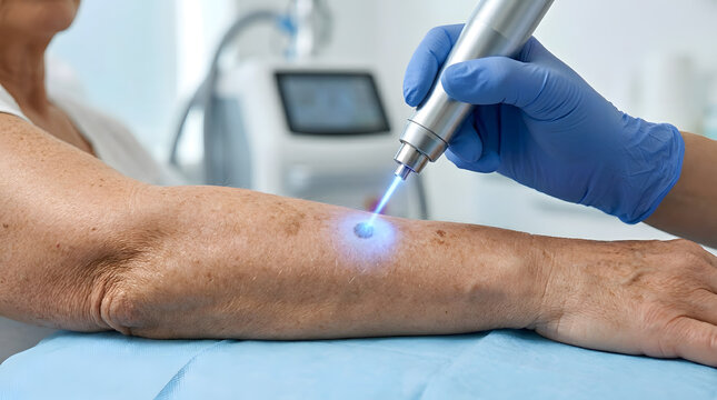 Laser treatment for age spots on skin