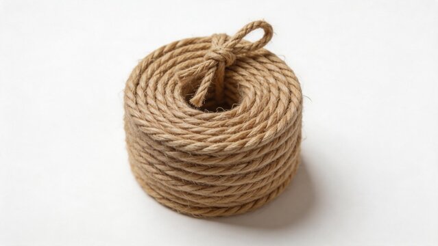 Coiled rope on white background
