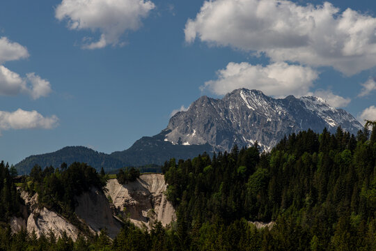 Rugged Bavarian Alpine Mountain Above Green Forest