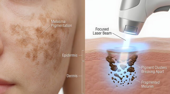 Melasma laser treatment for skin hyperpigmentation fading