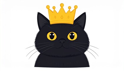 Fototapeta premium Meme Cat Wearing a Tiny Golden Crown, Looking Regal and Cute
