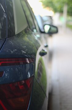 Car side automobile door and mirrow vertical photo