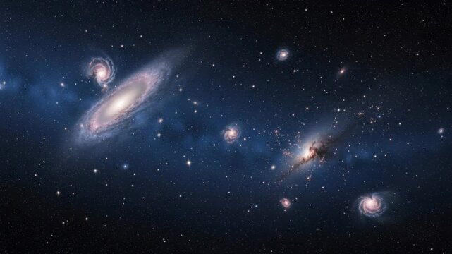 Cosmic Dance: A stunning panorama of galaxies, nebulae, and stars unfolds in the vast expanse of deep space, a testament to the universe's infinite beauty and mystery.