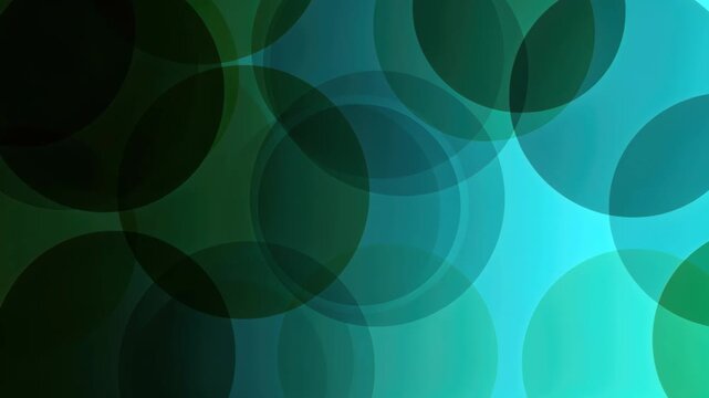 Abstract Teal and Green Circles: A mesmerizing abstract composition featuring overlapping translucent circles in shades of teal and deep green, creating a gradient effect from dark to light.