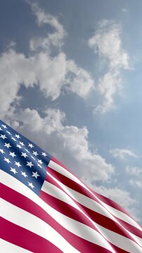 Passenger Airplane Flying Over American Flag Against Blue Sky