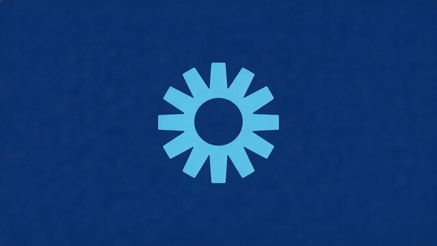 Blue gear icon on dark background