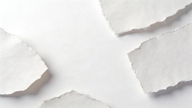 Torn paper pieces on white background