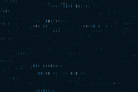 Abstract Binary Code Background with Glowing Blue Digital Data Stream for Cybersecurity and Technology Concepts