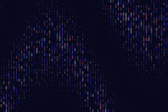 Abstract Binary Code Background with Digital Data Streams in Red and Blue for Cybersecurity and Technology Concepts